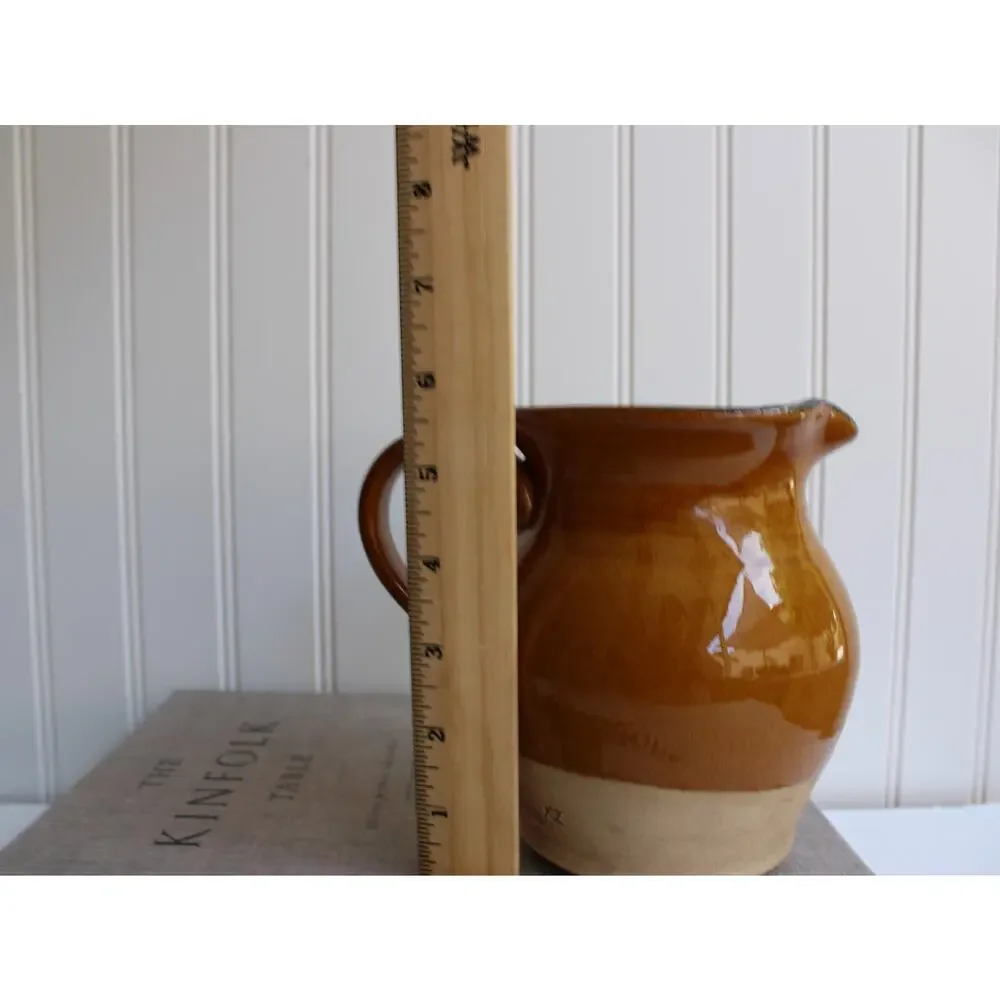 Vintage Rowe Pottery Works Avignon Collection Dijon Pitcher Brown Glaze Rustic